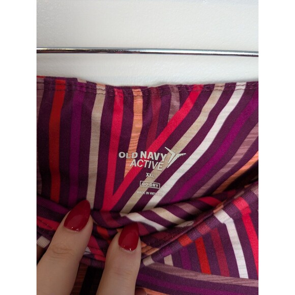 Old Navy Women's Active Leggings Go Dry Size XXL Pink Geometric Stripe Stretch - Picture 3 of 7